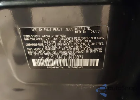 2014 Subaru Forester 2.5I z USA, uszkodzony, nr VIN JF2SJAAC1EH478877